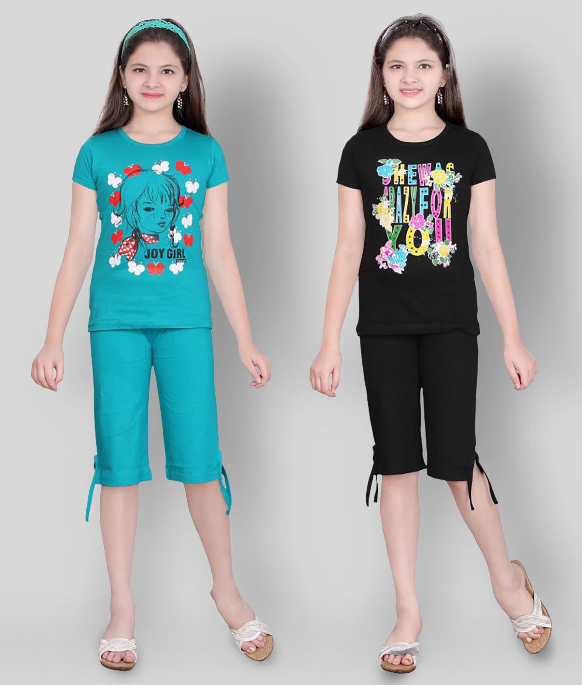     			Sini Mini - Multicolor Cotton Girl's Top With Capris ( Pack of 2 )