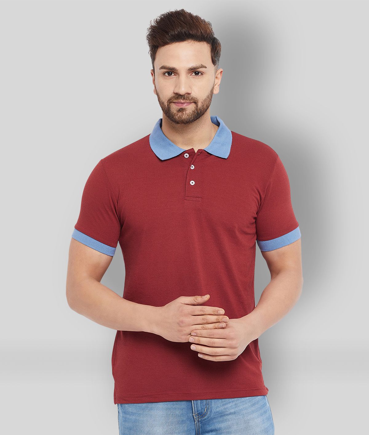     			The Million Club - Maroon Cotton Blend Regular Fit Men's Polo T Shirt ( Pack of 1 )