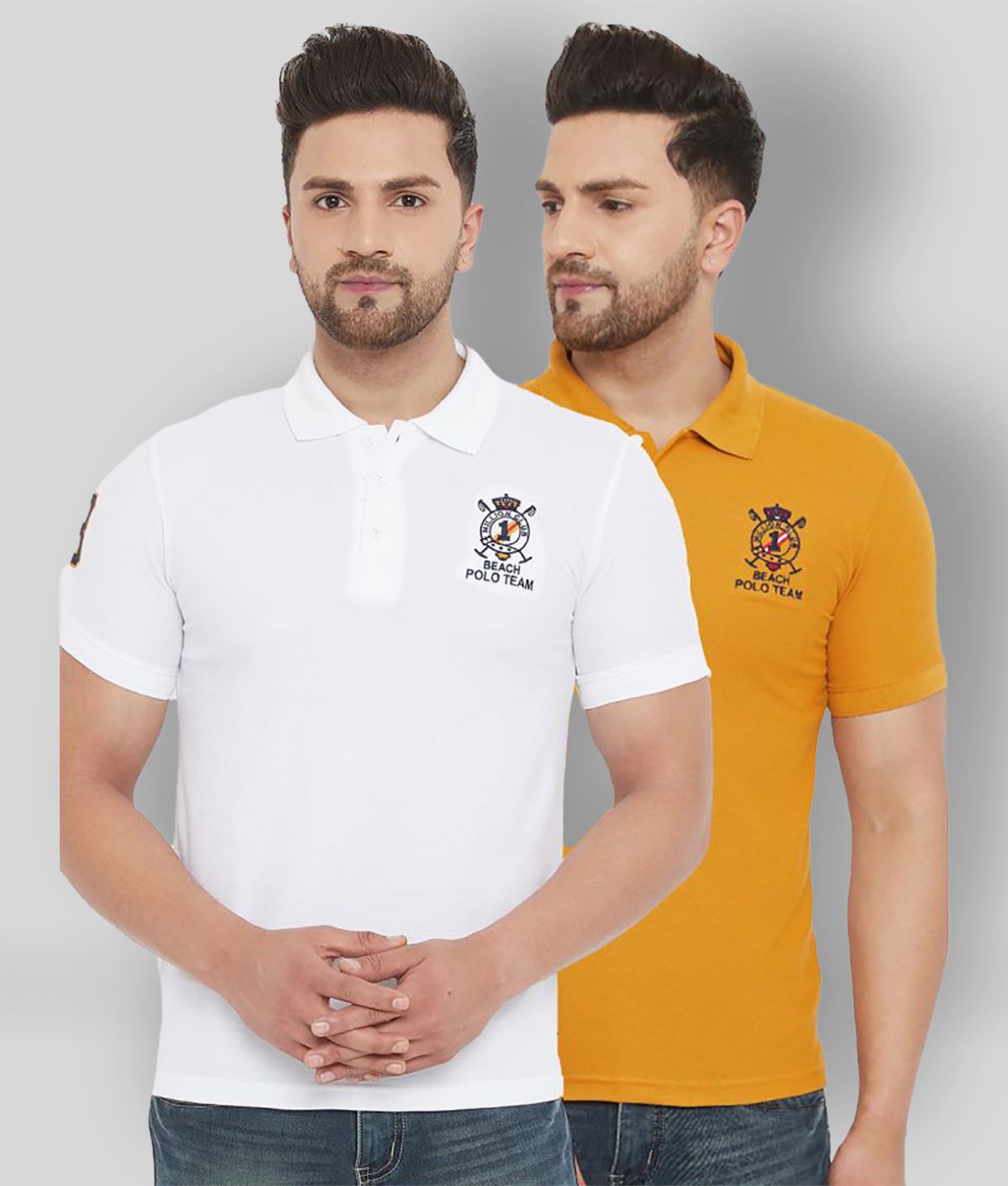 The Million Club - White Polyester Regular Fit Men's Polo T Shirt ( Pack of 2 )
