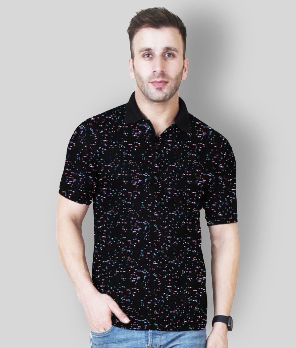 Veirdo - Black Cotton Regular Fit Men's Polo T Shirt ( Pack of 1 )