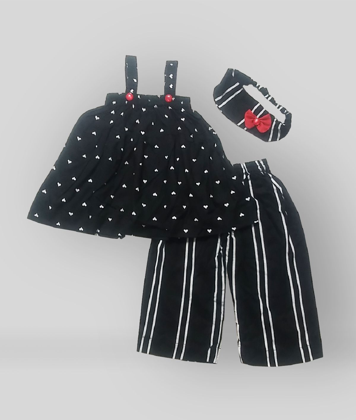     			harshvardhanmart.com - Black Rayon Girl's Top With Pajama ( Pack of 1 )