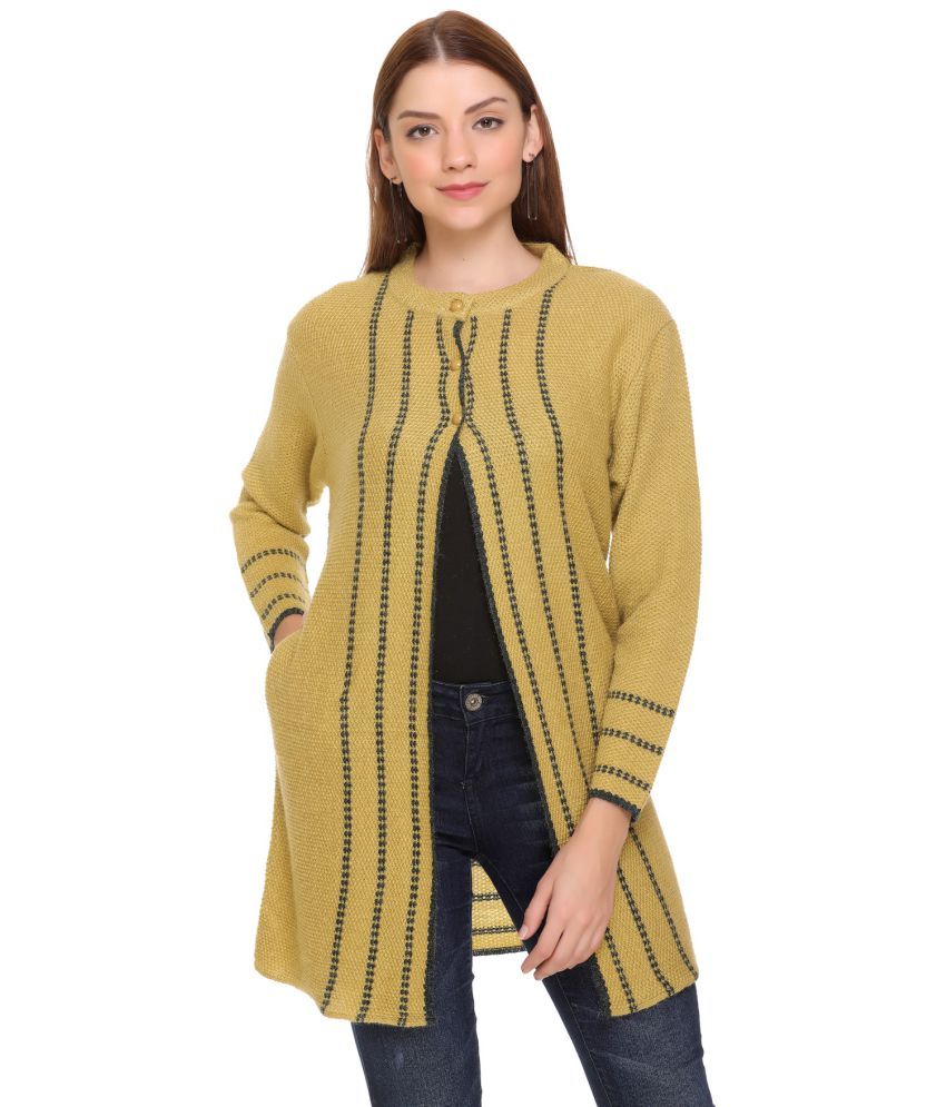     			Clapton Acrylic Yellow Buttoned Cardigans -