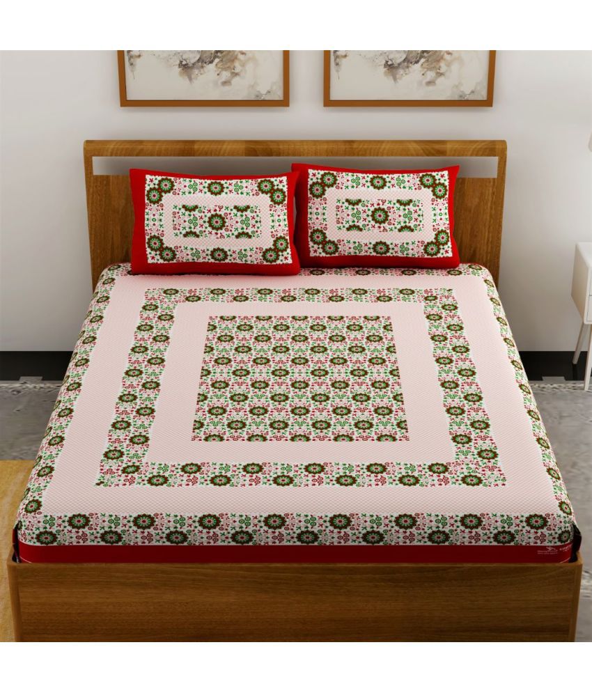     			unique choice - Red Cotton Double Bedsheet with 2 Pillow Covers