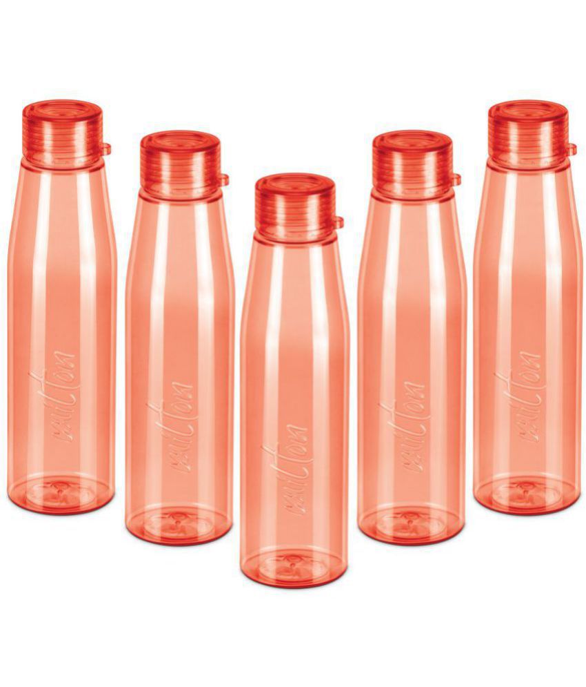     			Milton Ripple 1000 Pet Bottle, 946 ml Each, Set of 5, Red
