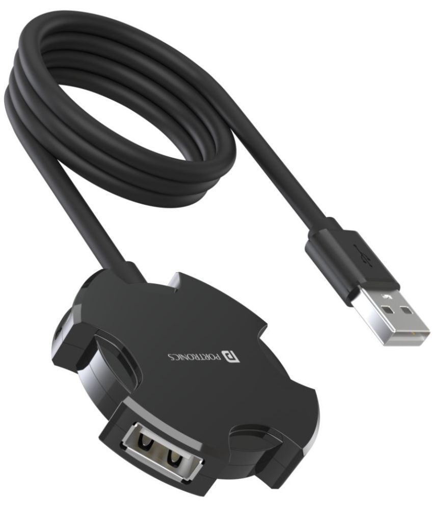 Portronics M Port 4C:4 Ports USB Hub with 1.2M Cable ,Black (POR 1572)