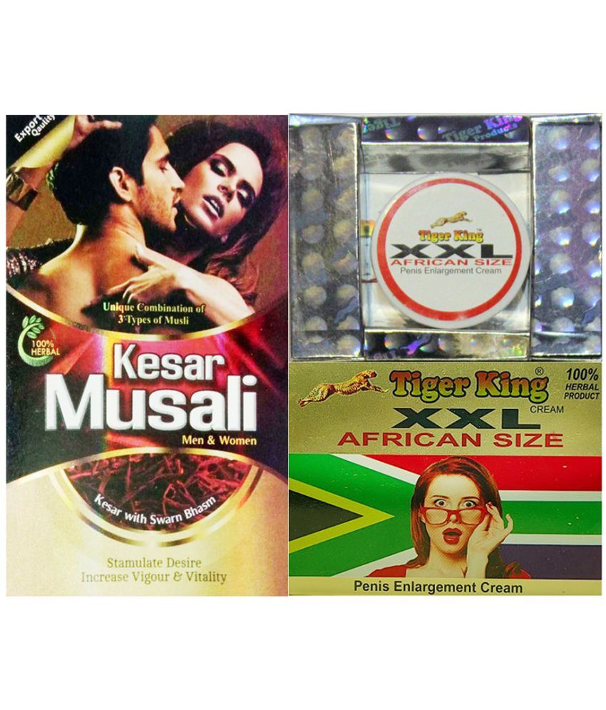     			Combo of Dr. Chopra Kesar Musali Ayurvedic Capsule (for Men & Women) + Tiger King XXL African Size Cream For Men, 25 gm each, 100% Herbal Product