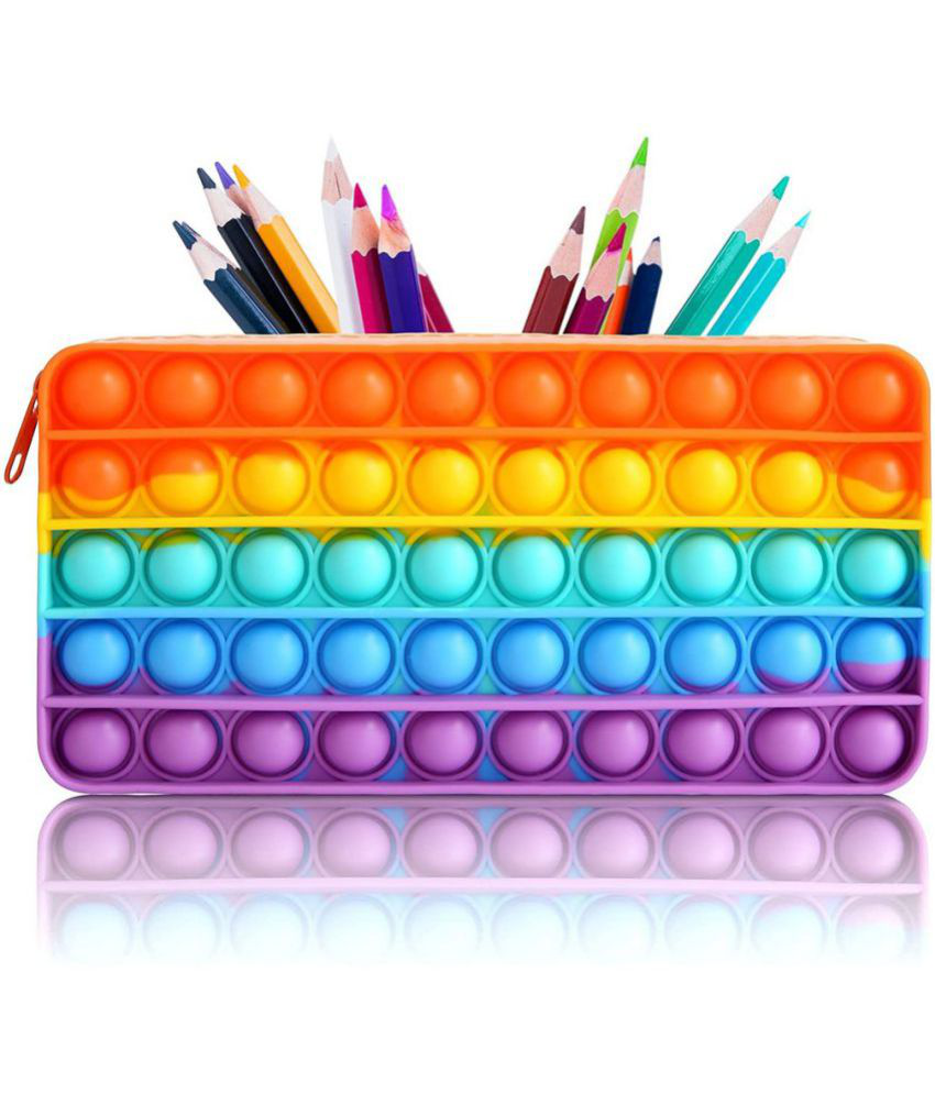 Â Stationary Silicon Big Size Pop It Pencil case for Kids School Pouch for Stationary Storage Pop It Pencil Case Big (pack of 2)