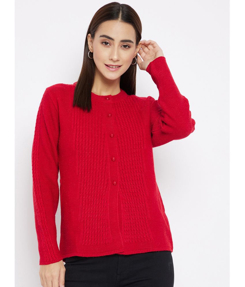     			Clapton Acrylic Red Buttoned Cardigans -