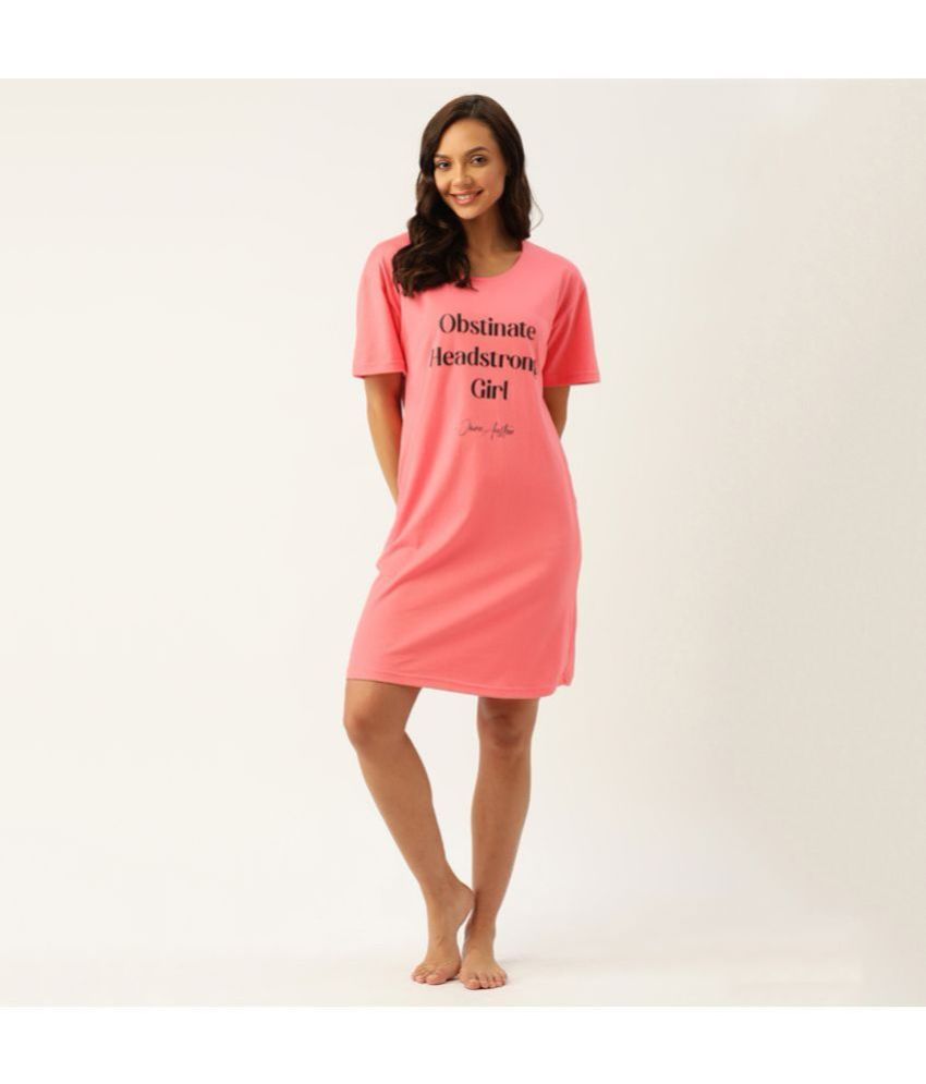     			Nite Flite - Pink Cotton Women's Nightwear Night T-Shirt ( Pack of 1 )