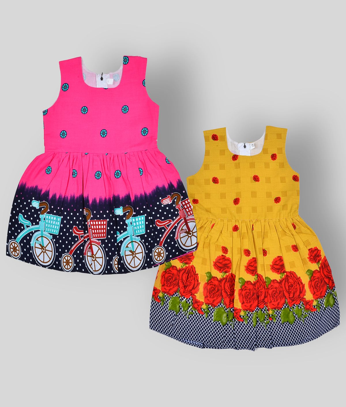     			Sathiyas  Baby Girls Floral Printed Frocks