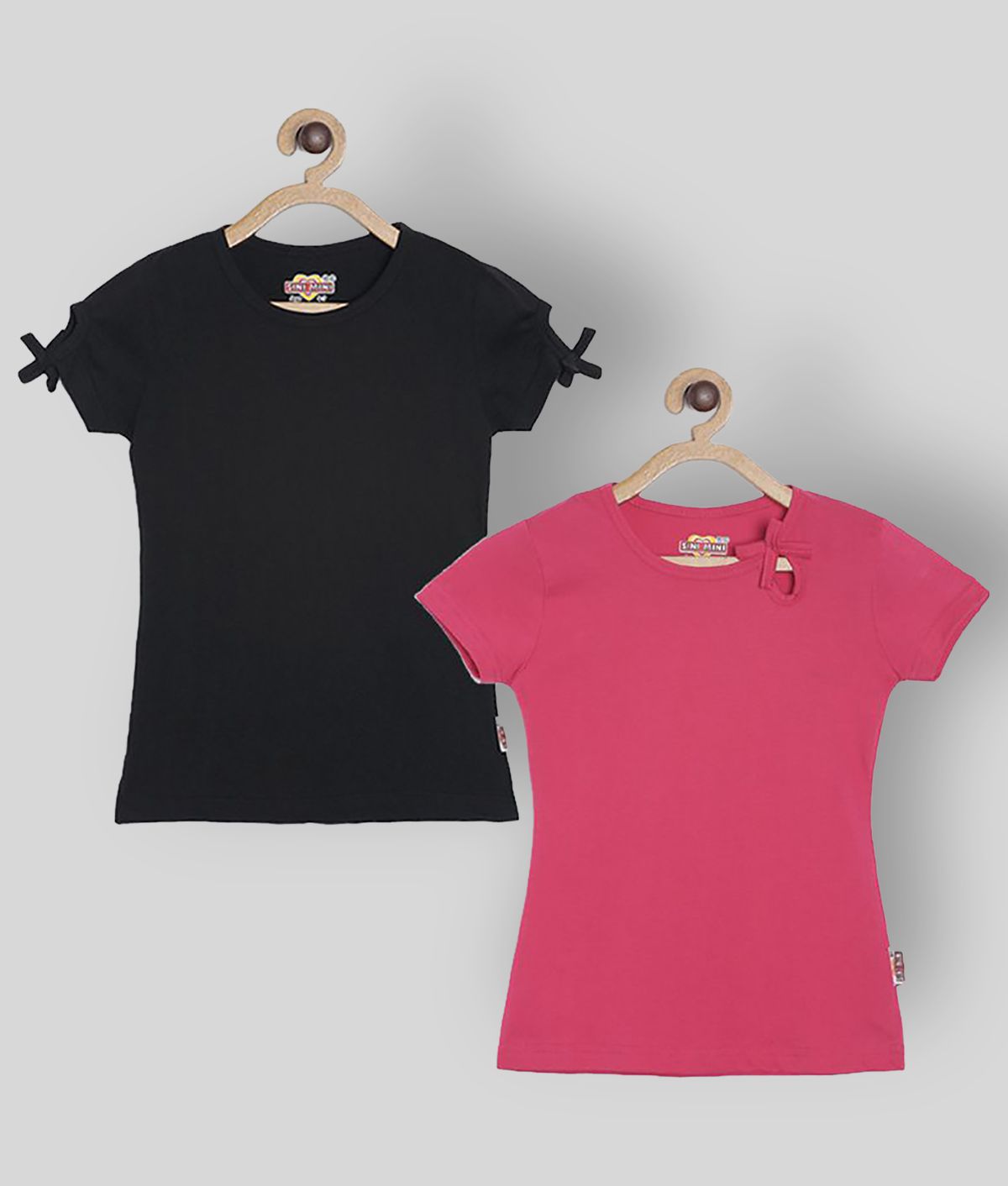     			Sinimini - PeachPuff Cotton Blend Girl's T-Shirt ( Pack of 2 )