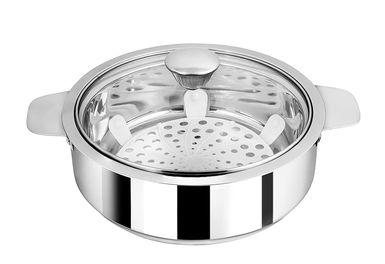     			Nanonine Roti Saver Stainless Steel Chapati Pot With Glass Lid With Handle, Small, 1250  Ml, Silver