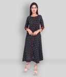 Yash Gallery - Black Cotton Blend Women's A-line Kurti