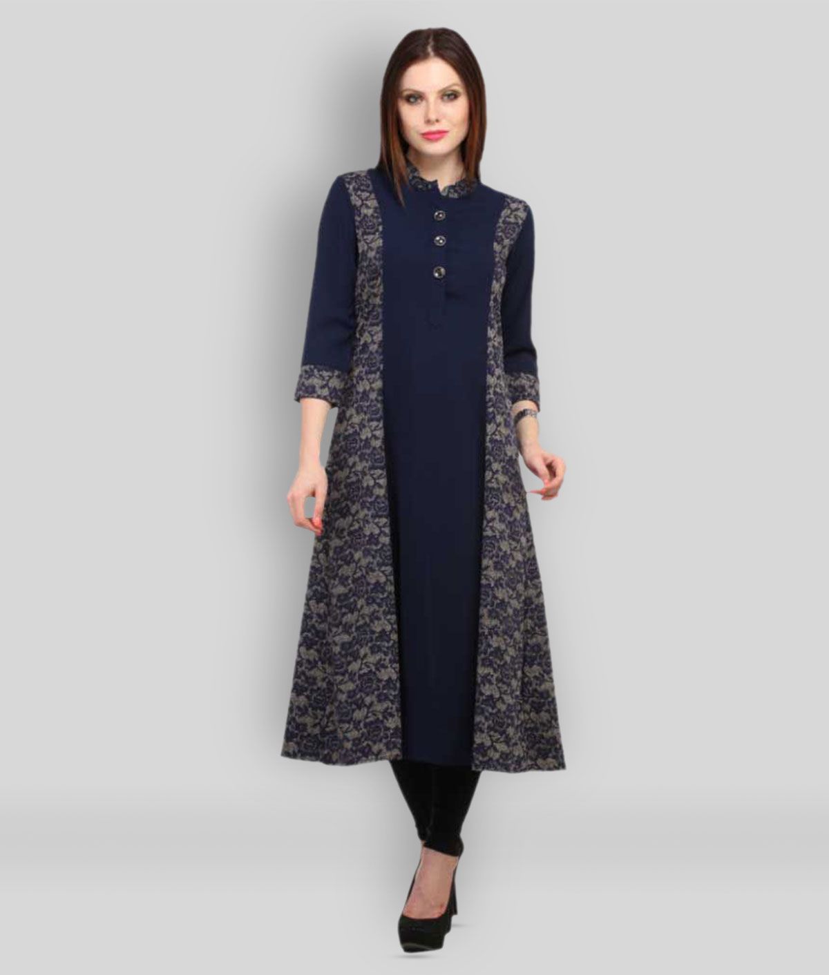     			Cottinfab - Blue Rayon Women's A-line Kurti ( Pack of 1 )