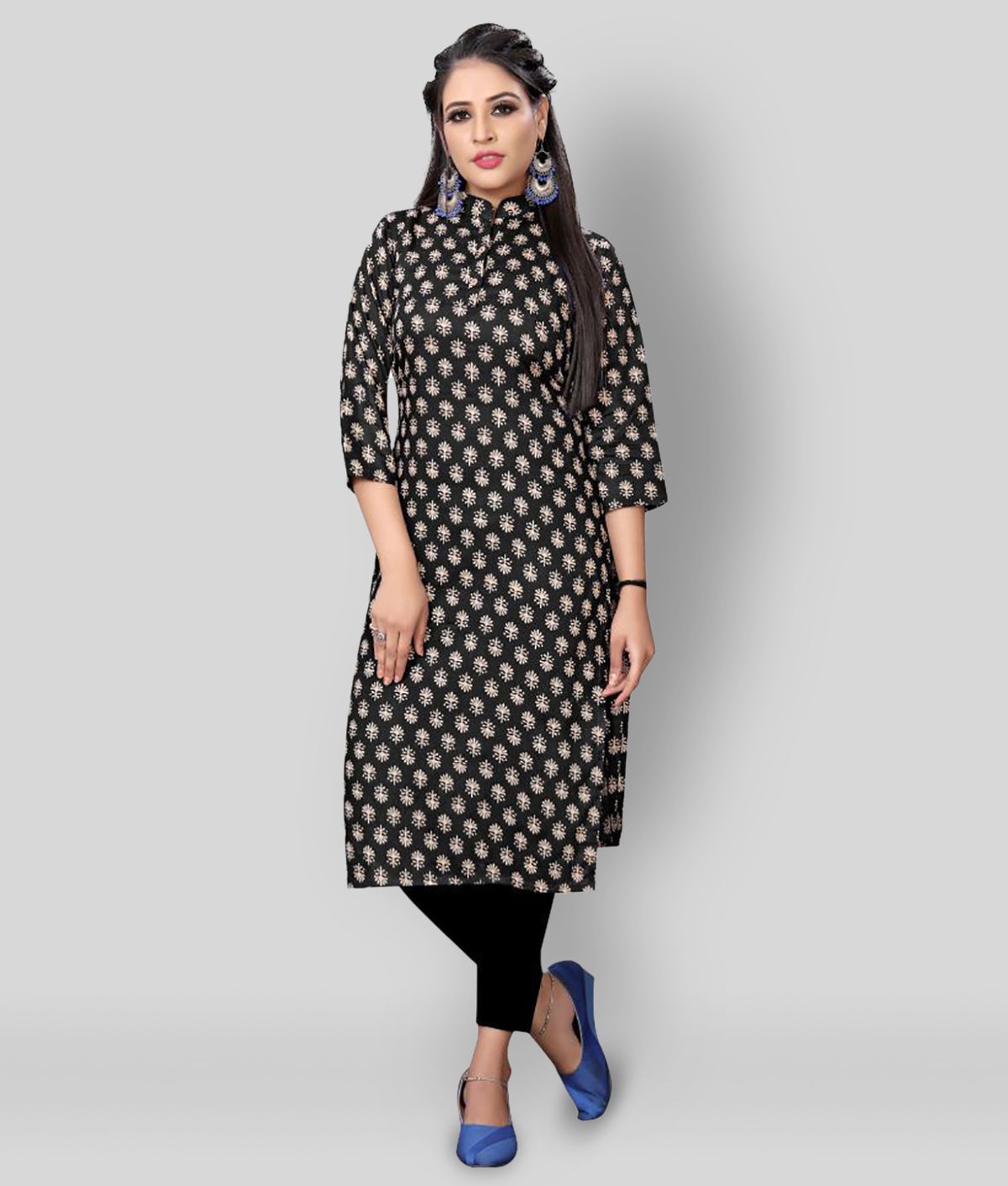     			MEESORRA - Black Rayon Women's Straight Kurti ( Pack of 1 )