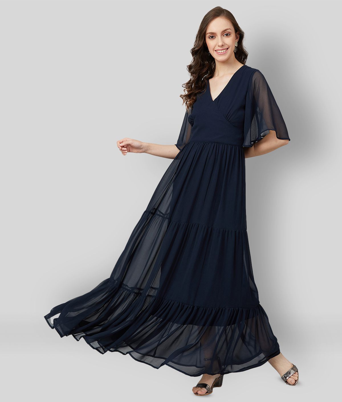     			Rare - Navy Blue Polyester Blend Women's Fit And Flare Dress ( Pack of 1 )