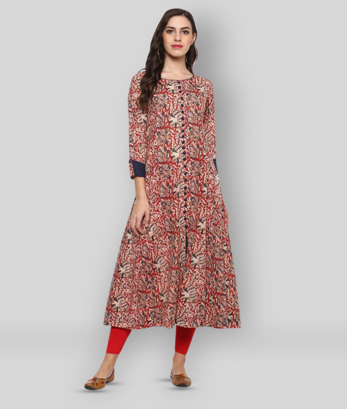     			Yash Gallery - Multicolor Cotton Women's Front Slit Kurti ( Pack of 1 )