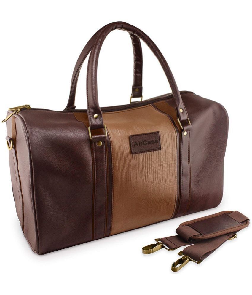     			Aircase - Brown Leather Duffle Bag