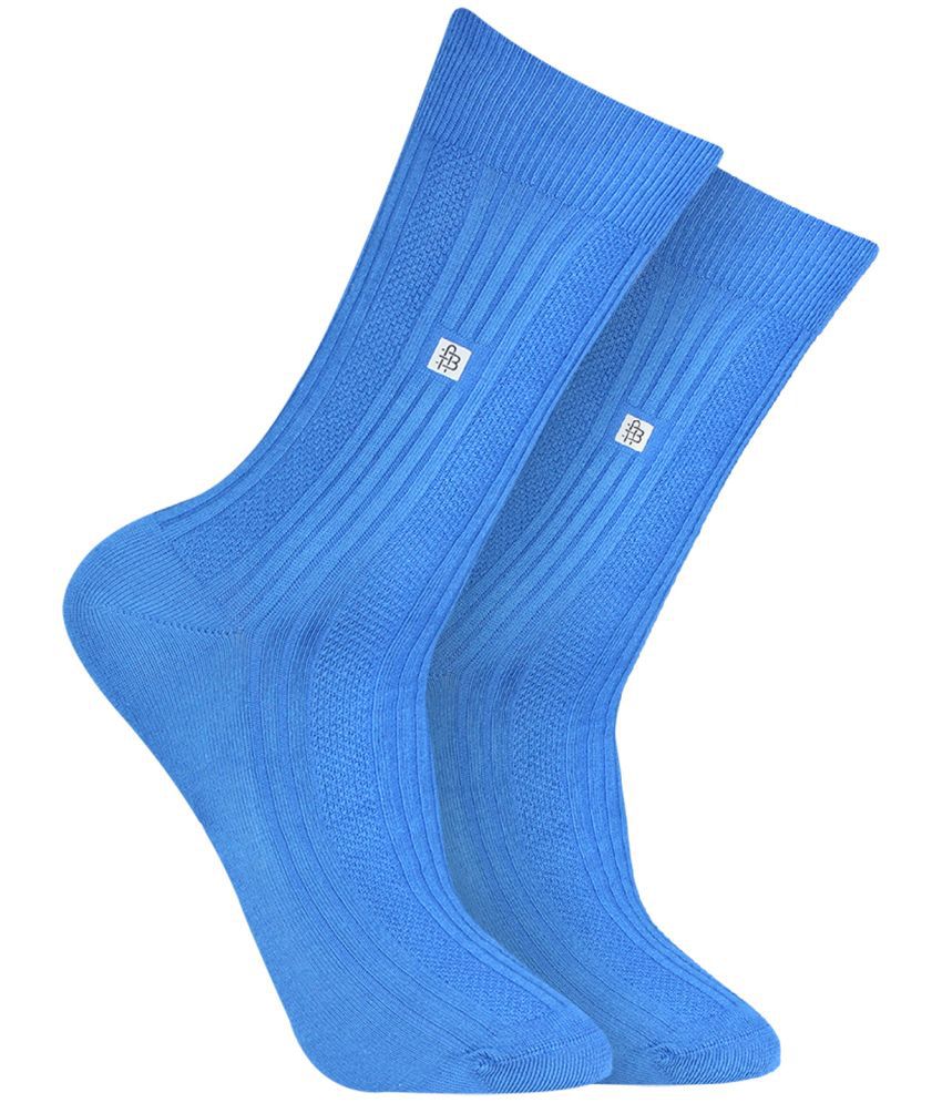     			Bonjour - Light Blue Cotton Blend Men's Full Length Socks ( Pack of 1 )