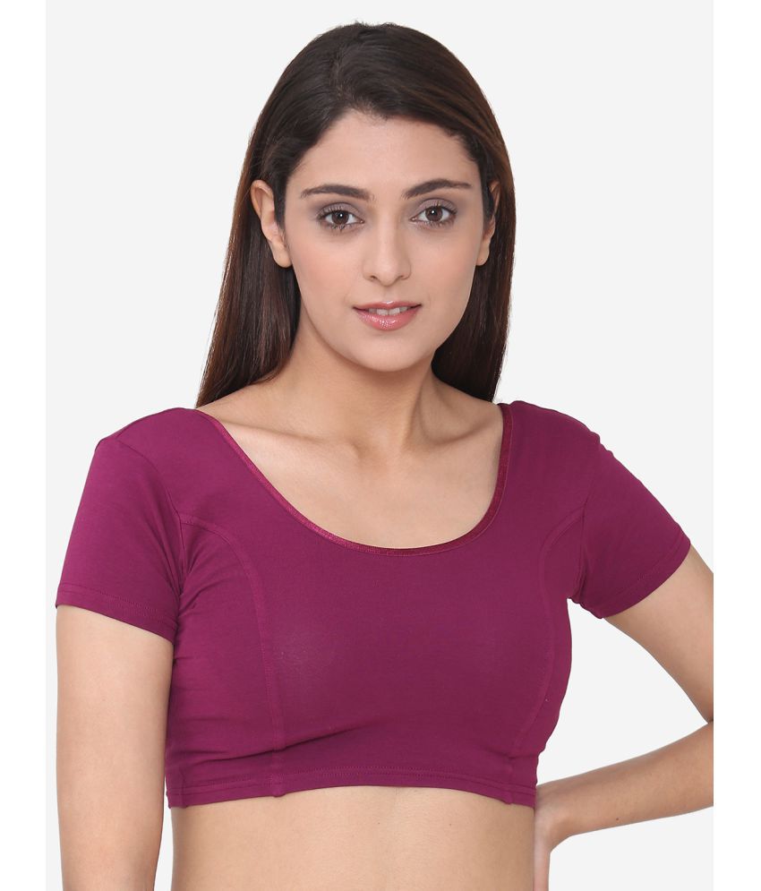     			Vami - Mauve Readymade without Pad Cotton Blend Women's Blouse ( Pack of 1 )