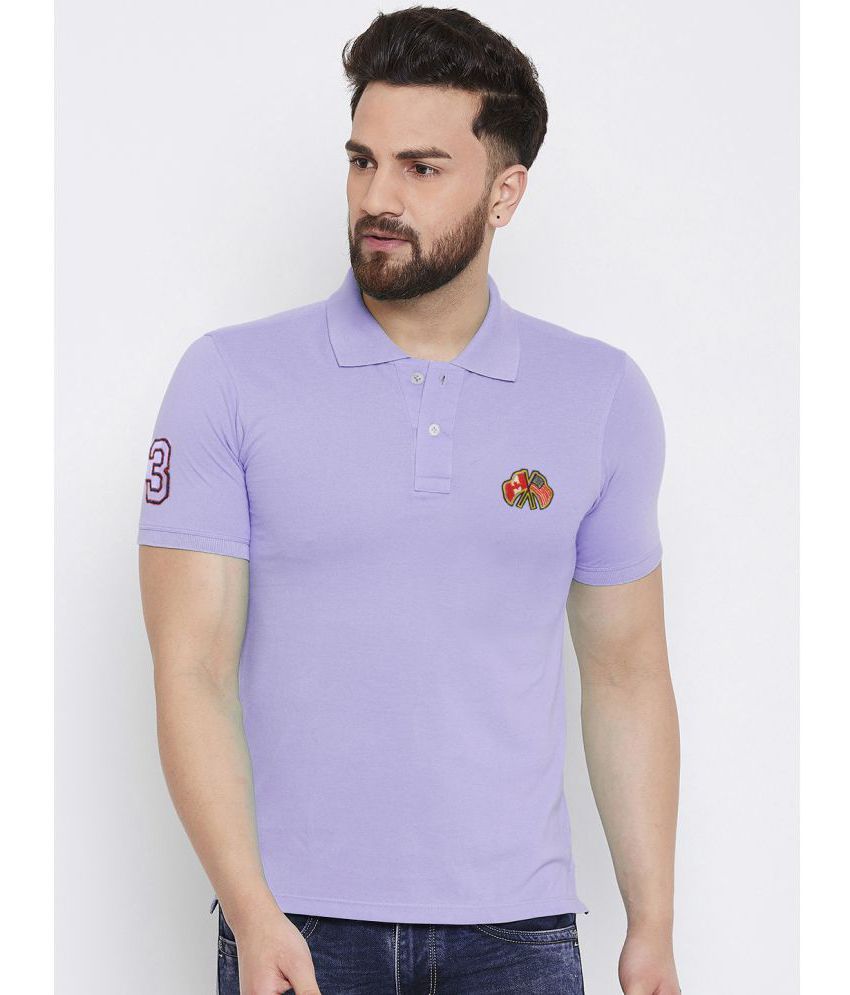     			Merriment Pack of 1 Cotton Blend Regular Fit Solid Half Sleeves Men's Polo T Shirt ( Lavender )