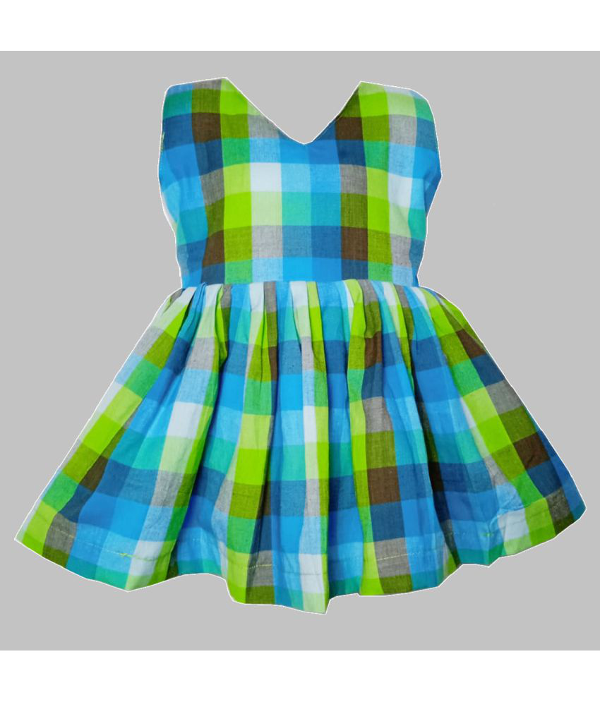     			harshvardhanmart.com - Bright Green Cotton Girls Fit And Flare Dress ( Pack of 1 )