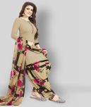 Shree Jeenmata Unstitched Printed Crepe Dress Material With Dupatta (Beige)