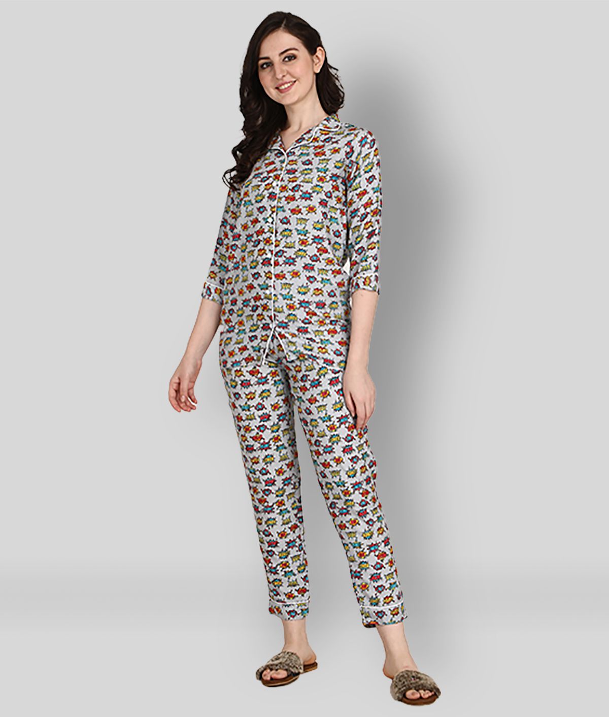     			Berrylicious - Multicolor Rayon Women's Nightwear Nightsuit Sets ( Pack of 1 )