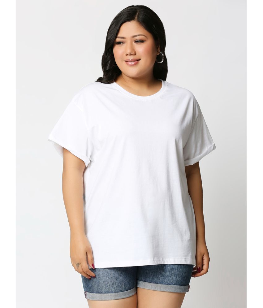     			Bewakoof - White Cotton Loose Fit Women's Holi T-Shirt  ( Pack of 1 )