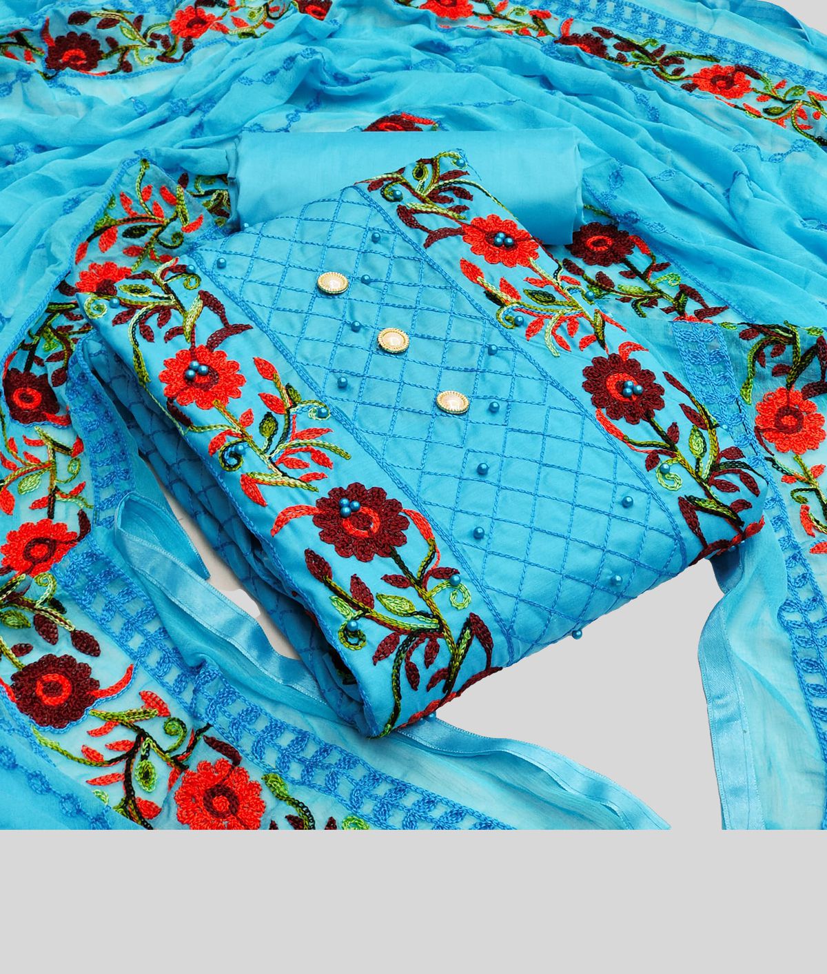     			Gazal Fashions - Blue Cotton Blend Dress Material ( Pack of 1 )