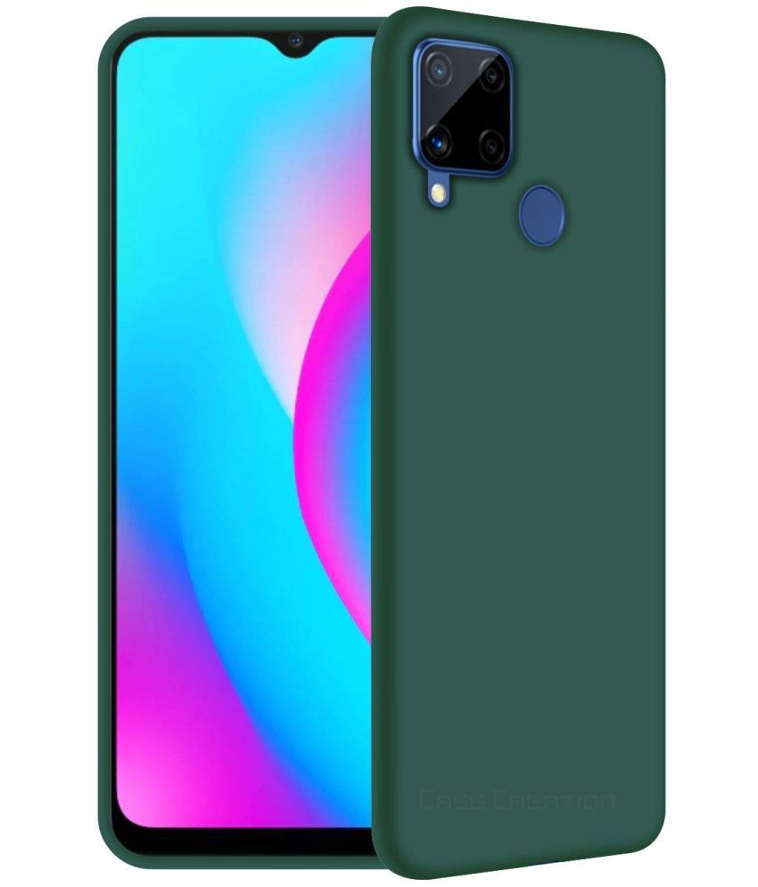     			Megha Star - Green Silicon Plain Back Cover Compatible For Realme C15 ( Pack of 1 )