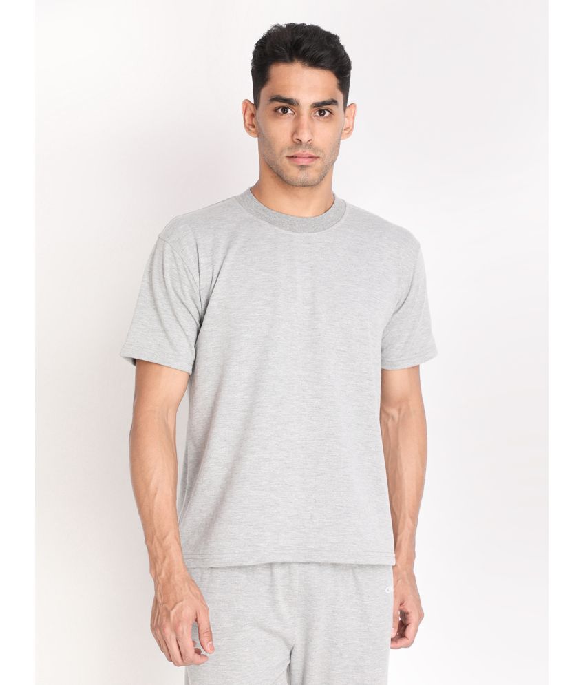     			Chkokko - Light Grey Cotton Blend Regular Fit Men's T-Shirt ( Pack of 1 )