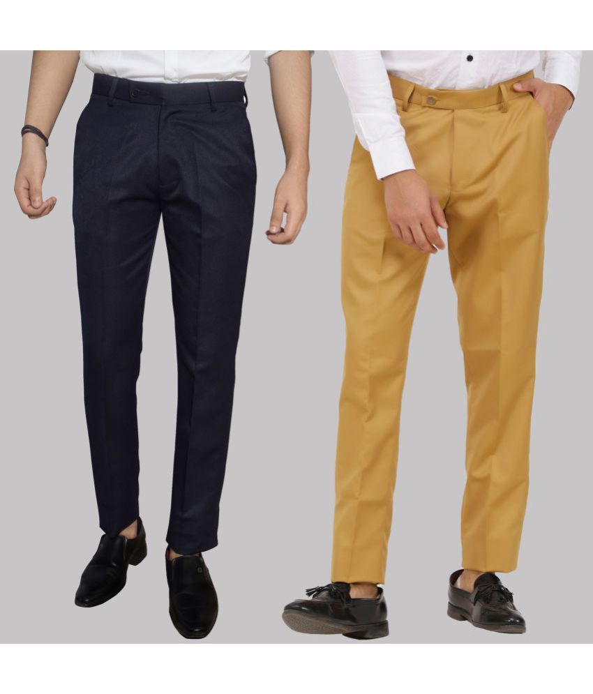     			Kundan - Multicolor Cotton Blend Regular - Fit Men's Formal Pants ( Pack of 2 )