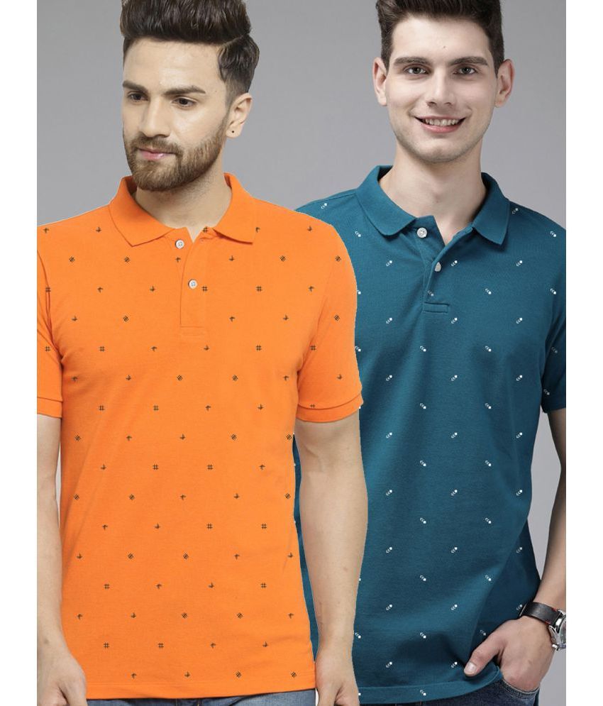     			Merriment - Orange Cotton Blend Regular Fit Men's Polo T Shirt ( Pack of 2 )