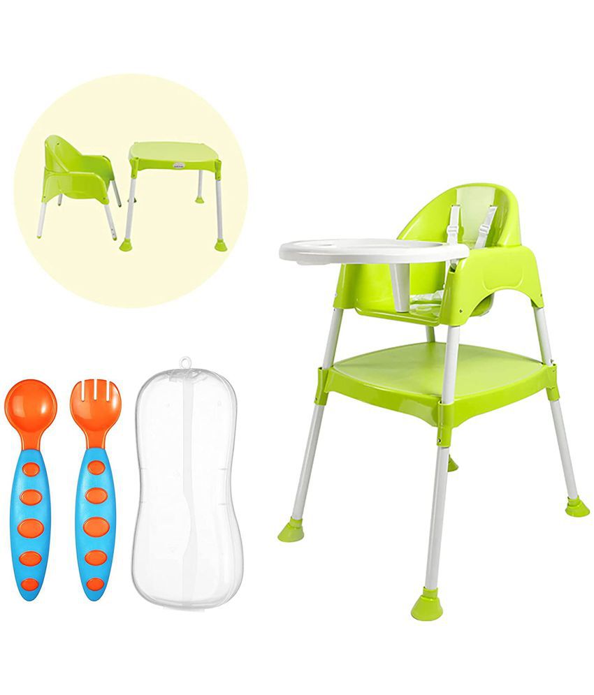     			Safe-O-Kid 5 in 1 Convertible High Chair Combo to Study Table and Chair with Training Spoon Set and Tray