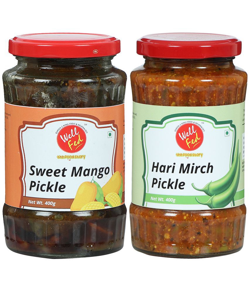     			Well Fed Sweet Mango Pickle & Hari Mirch Pickle 400 g Pack of 2