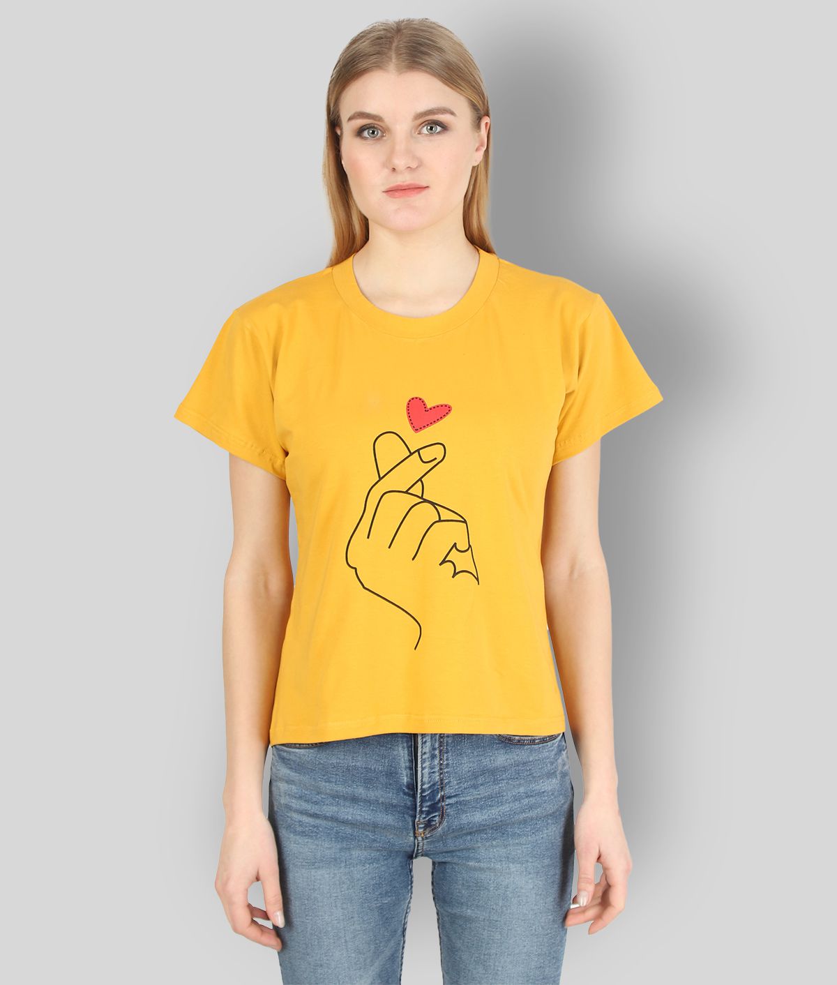     			Affair - Yellow Cotton Blend Regular Fit Women's T-Shirt ( Pack of 1 )
