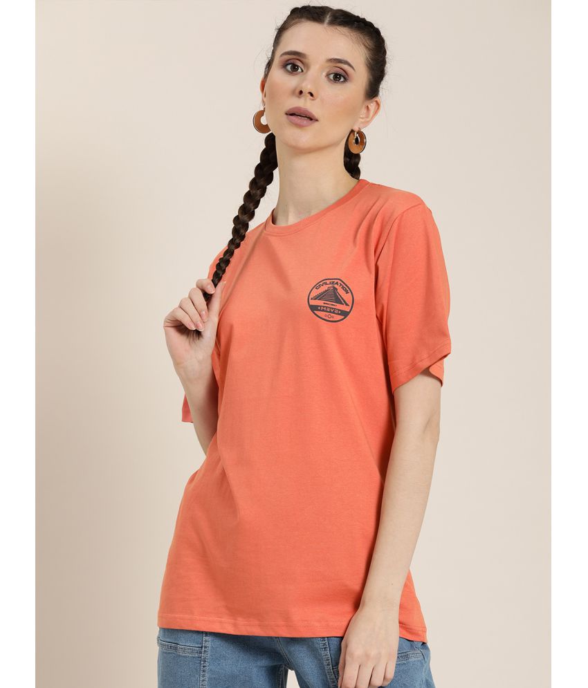     			Difference of Opinion - Orange Cotton Loose Fit Women's T-Shirt ( Pack of 1 )
