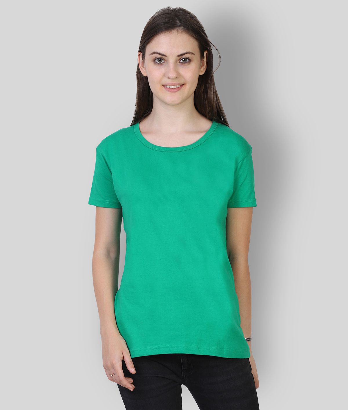     			FLEXIMAA - 100% Cotton Regular Green Women's T-Shirt ( Pack of 1 )