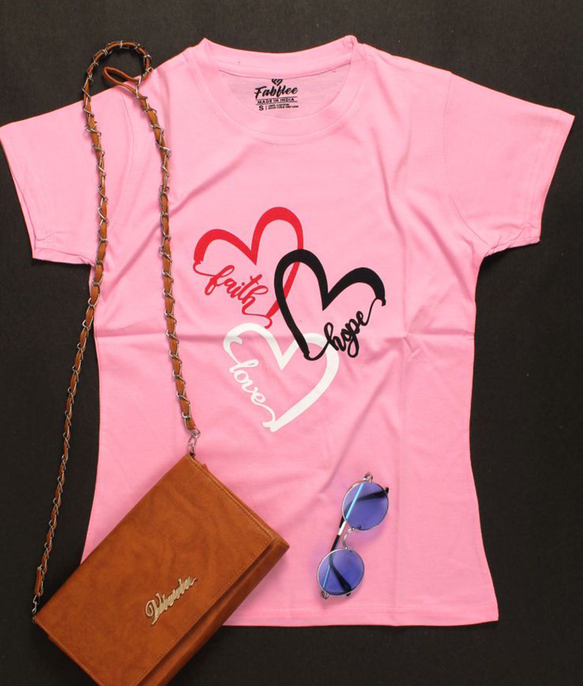     			Fabflee - Pink Cotton Regular Fit Women's T-Shirt ( Pack of 1 )
