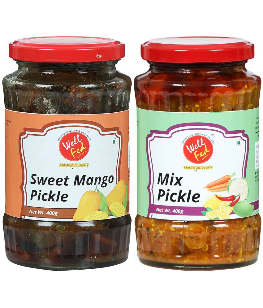 Well Fed Sweet Mango Pickle & Mixed Pickle 400 g Pack of 2