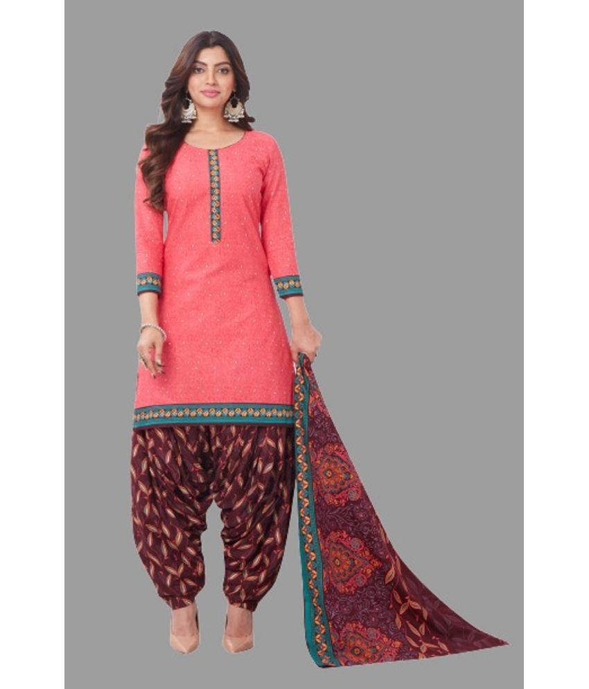     			SIMMU - Pink Printed Unstitched Dress Material ( Pack of 1 )