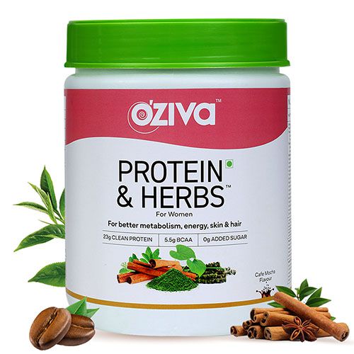 OZiva Protein & Herbs Shake for Women (17 Servings) Whey Protein (500 g, Cafe Mocha)