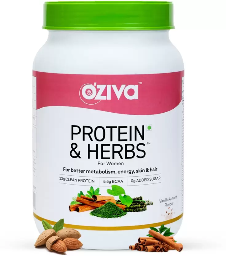 OZiva Protein & Herbs | Whey Protein for Women | For Better Metabolism & Weight Control | Vanilla Almond (1kg)