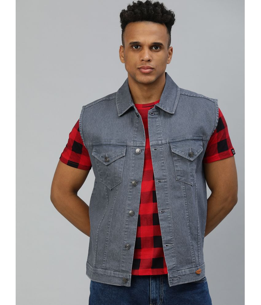     			Urbano Fashion - Grey Denim Slim Fit Men's Denim Jacket ( Pack of 1 )