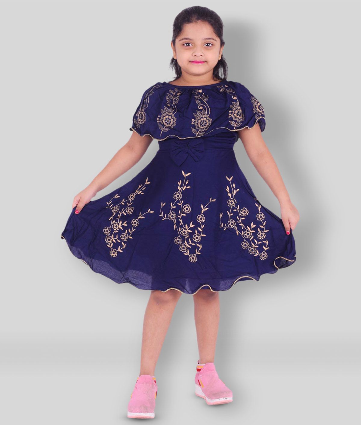     			JCT DRESSES - Dark Blue Cotton Blend Girl's Frock ( Pack of 1 )