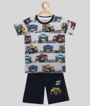 Lazy Shark Pack of 1 Boys Cotton Blend T-Shirt & Shorts ( Gray )