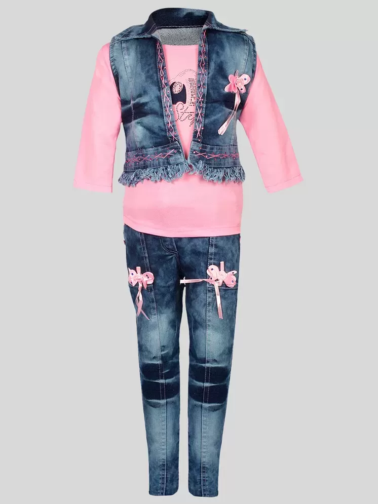 Toddler Baby Girls Cute Tunic Dress Top Stylish Ripped Jeans - Temu