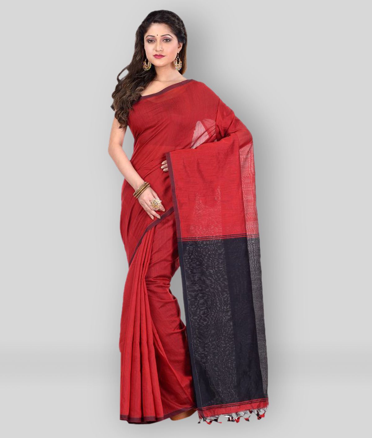     			Desh Bidesh - Red Silk Blend Saree With Blouse Piece ( Pack of 1 )
