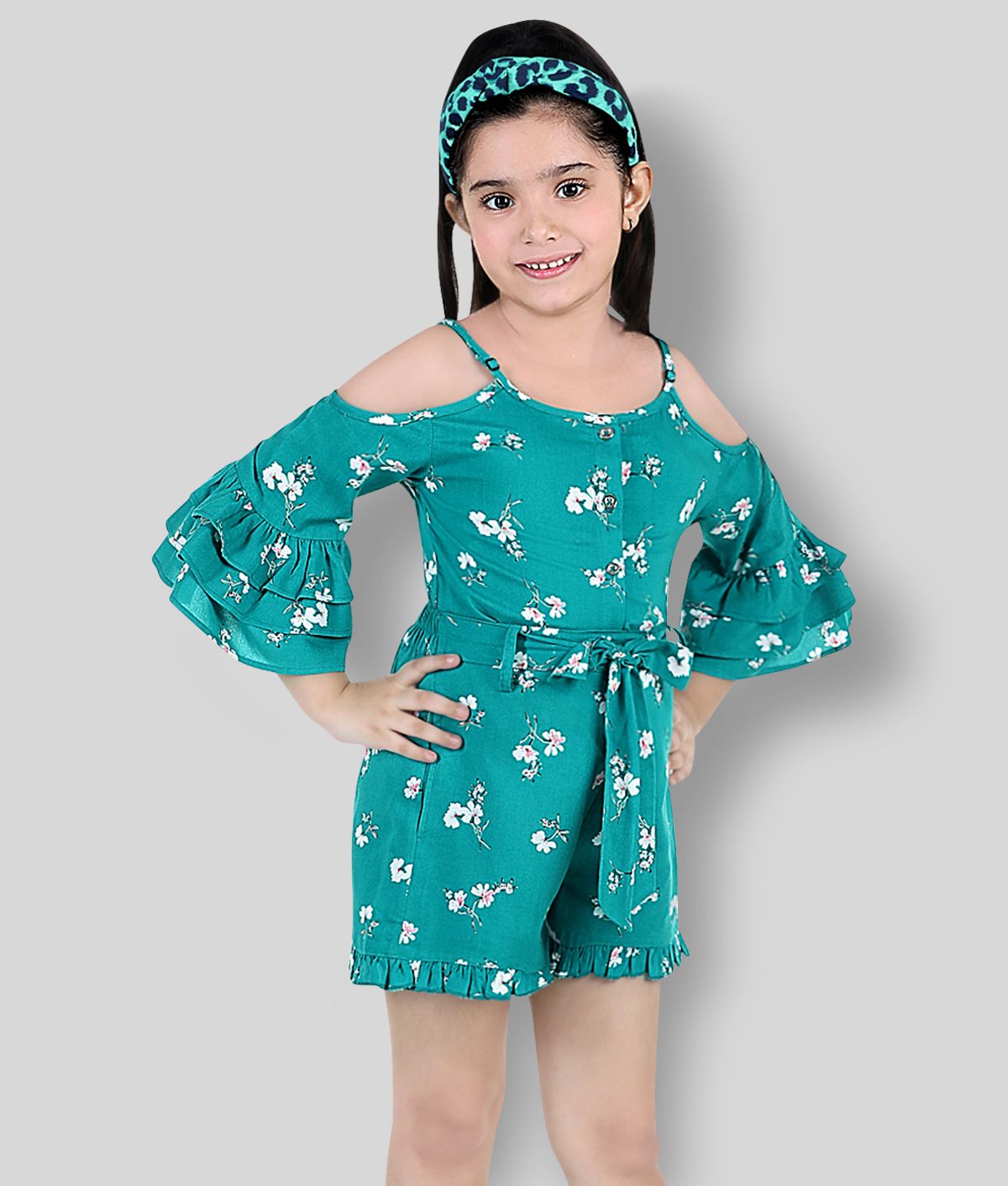     			Naughty Ninos - Turquoise Rayon Girls Top With Shorts ( Pack of 1 )